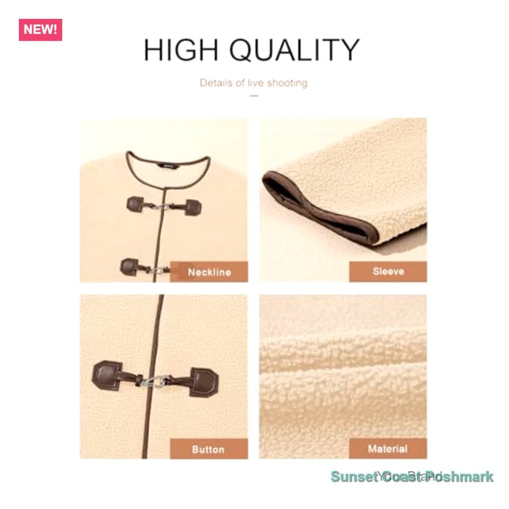 Faux Shearling Oversized Button Jacket With Sherp… - image 5